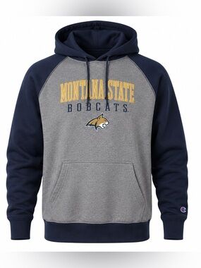 Champion Montana State Bobcats Hoodie 2XL Gray Navy NCAA Pullover Sweatshirt